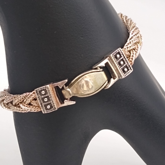 ANATOLI 925 Silver Braided Woven Bracelet Signed Vintage - Picture 4 of 15